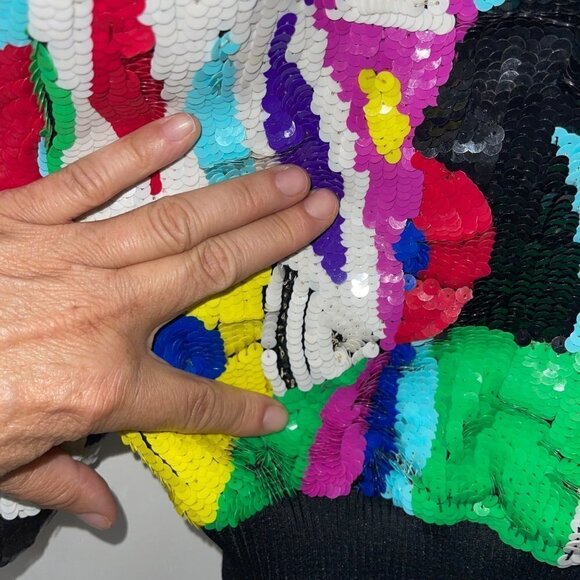 Gantos Vintage 1980s Womens Bomber Jacket Size Small Sequins Abstract Art - Picture 11 of 16